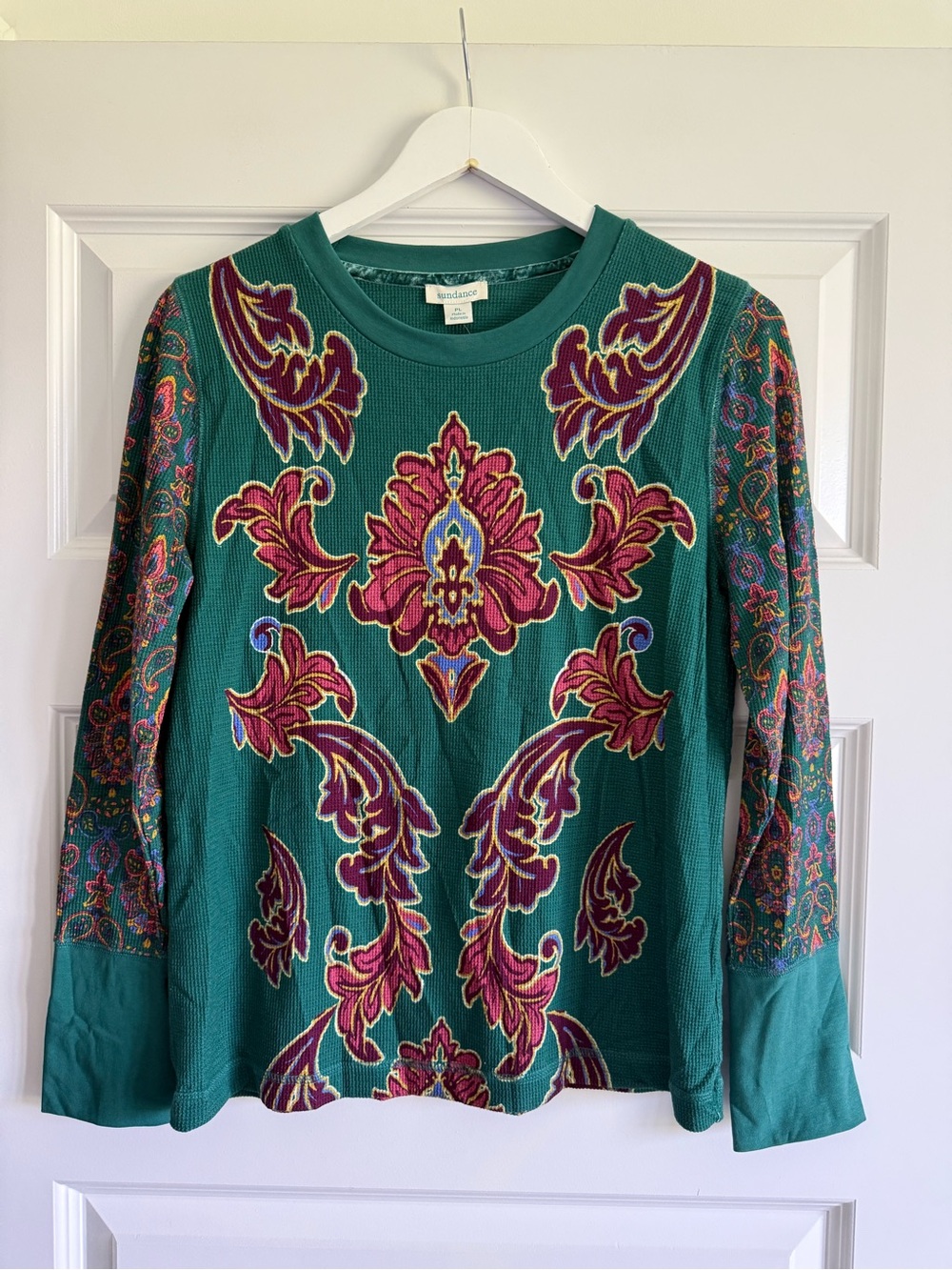 NWOT Sundance Waffle Knit Floral Paisley Top